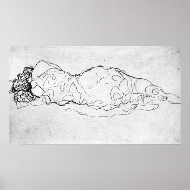 Pôster Liegende, figura de trás de Gustav Klimt (Frente)