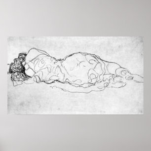 Pôster Liegende, figura traseira por Gustavo Klimt