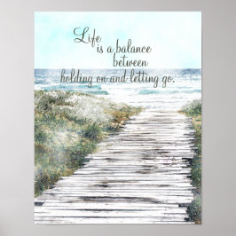 Poster Life is a Balance Inspirational Beach Scene