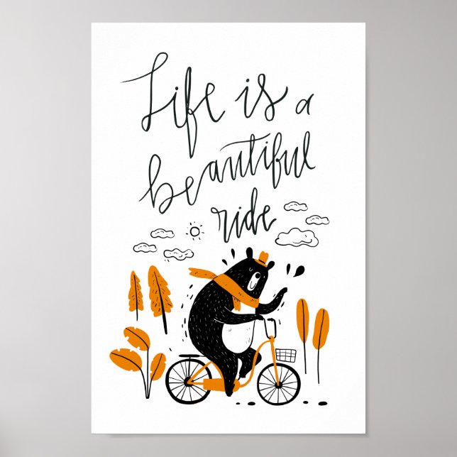 Poster Life is a Beautiful Ride Inspirational Quote (Frente)