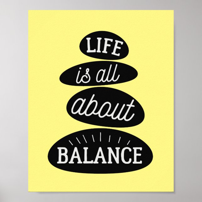 Poster Life Is All About Balance | Motivational Quote Zen (Frente)