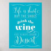 LIFE IS SHORT modern typography motivational blue