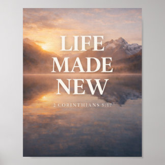 Poster Life Made New Mountain Sunrise Design