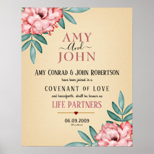 Poster "Life Partners" Certificado de Casamento de Amor