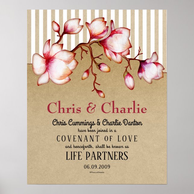 Poster "Life Partners" Love Covenant Wedting Certificate (Frente)