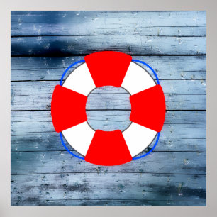 Pôster Lifesaver no conselho de madeira