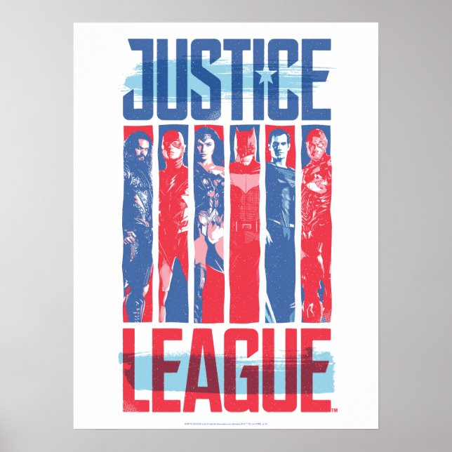 Poster Liga da Justiça | Blue & Red Group Pop Art (Frente)