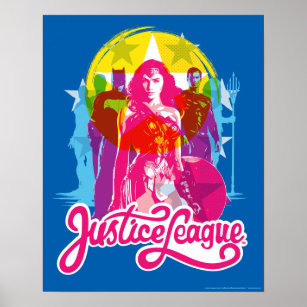 Pôster Liga da Justiça   Grupo Retro e Pop de Logotipo