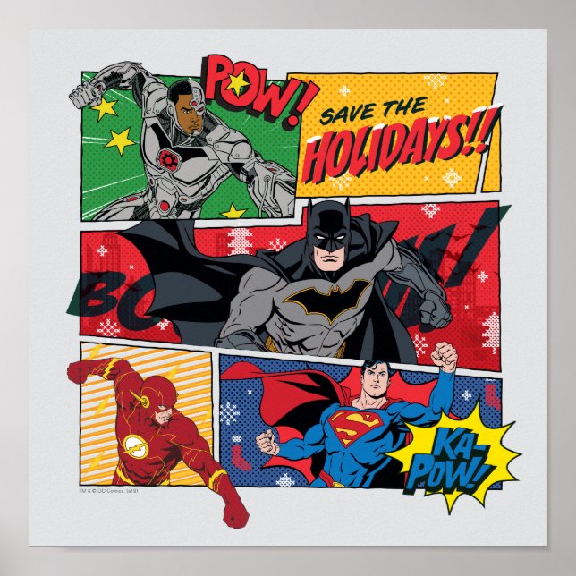 Poster Liga da Justiça "Salve as Férias!" (Frente)