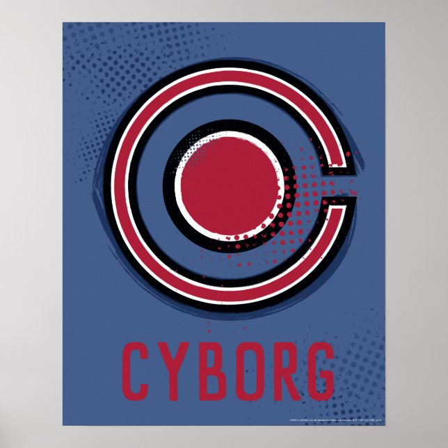 Pôster Liga da Justiça | Símbolo Ciborgue Pincel e Meio-T (Frente)