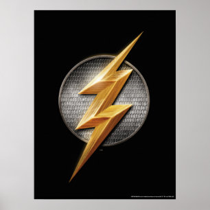 Poster Liga da Justiça Símbolo de Bolt Metálico Flash