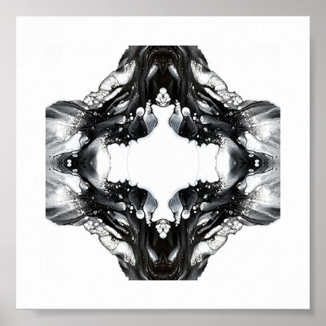 Poster Light and Darkness Abstract Black White Fluid Art (Frente)