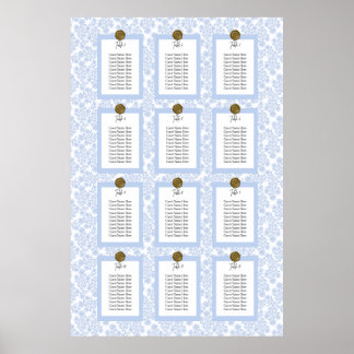 Poster Light Blue Elegant Floral Toile Seating Chart