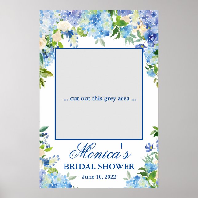 Poster Light Blue Hydrangea  Bridal Shower Photo Prop (Frente)