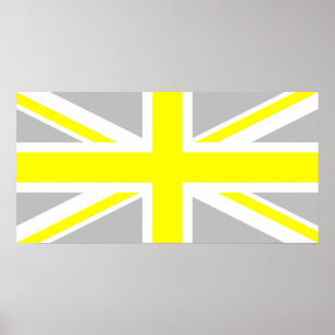 Pôster Light Grey and Yellow Union Jack