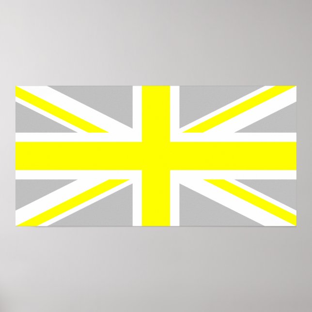 Pôster Light Grey and Yellow Union Jack (Frente)