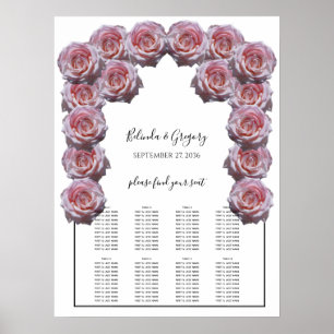 Poster Light Pink Roses Wedding Seating Chart