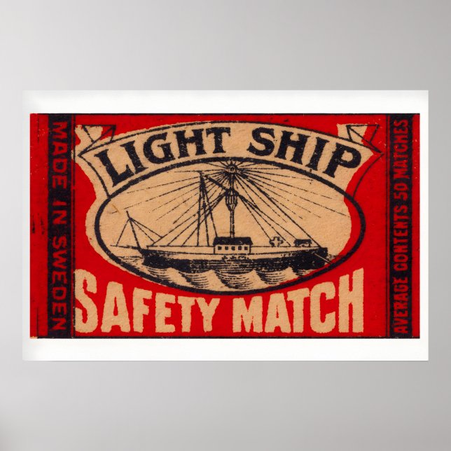 Poster Light Ship - Matchbox Print - Sweden Wall Art (Frente)