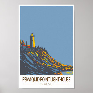Poster Lighthouse Maine Viagem Art Vintage