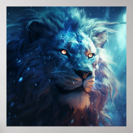 Poster Lightning Lion Fantasy Creatures Tributa