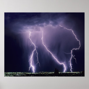 Poster Lightning over Salt Lake Valley, Utah.