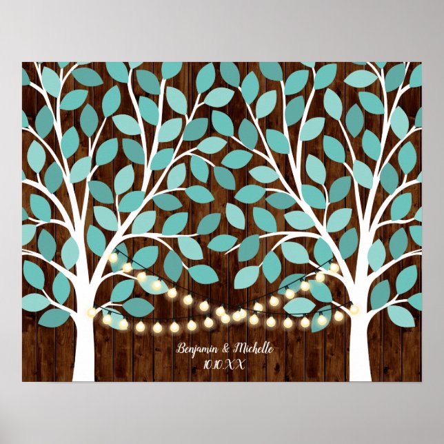 Poster Lights - 100 Signature Guest Book Alternative (Frente)