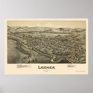 Poster Ligonier, PA Panorâmica - 1900