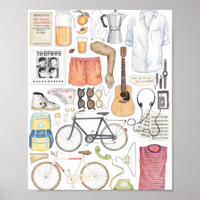 Poster Ligue-Me Pelo Seu Nome Mínimo Ilustração Pintura (Frente)