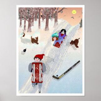 Poster Lil & Ed se divertindo na neve Desenho de LeeMarie
