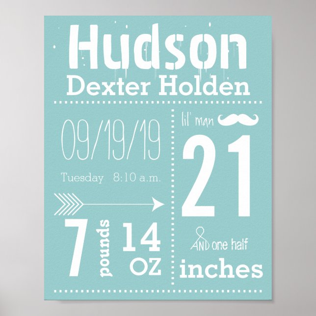 Poster Lil Man Mustache Chalkboard Boy Seta (Frente)