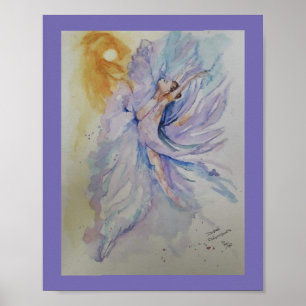 Poster Lilac Ballerina, de aquarela, com Quebra-cabeça de