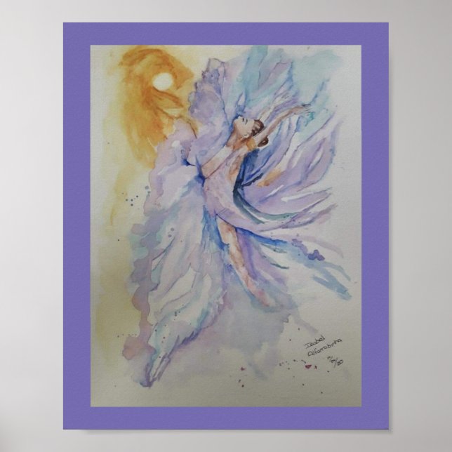 Poster Lilac Ballerina, de aquarela, com Quebra-cabeça de (Frente)