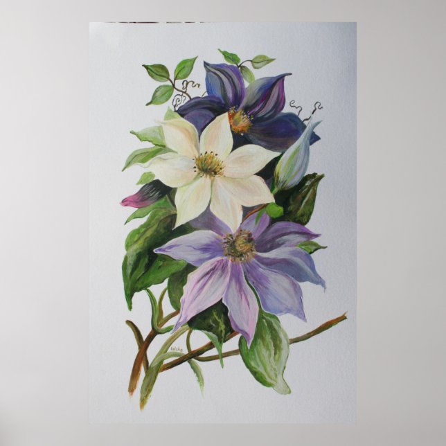 Poster Lilac Clematis Vine - Pintura em acrílico (Frente)