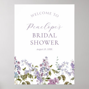 Poster Lilac e Lavanda Flores Chá de panela Boas-vindas