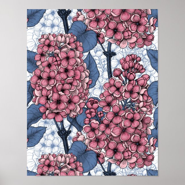 Poster Lilac em rosa e azul (Frente)