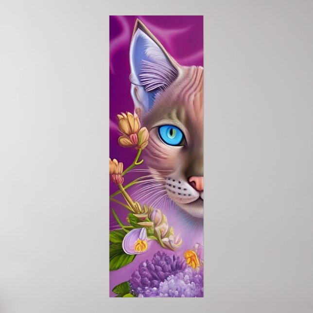 Poster Lilac Lynx aponta o gato siamês em roxo (Frente)
