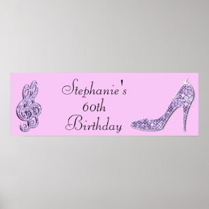 Pôster Lilac Music Note e Stiletto 60th Birthday