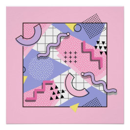 Pôster Lilac Rosa Ativo do anos 80 Memphis