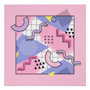 Pôster Lilac Rosa Ativo do anos 80 Memphis