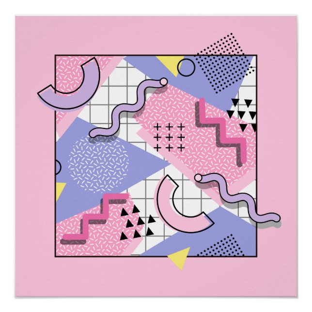 Pôster Lilac Rosa Ativo do anos 80 Memphis (Frente)