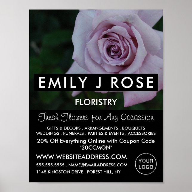 Poster Lilac Rosa, Florist, Publicidade Florista (Frente)