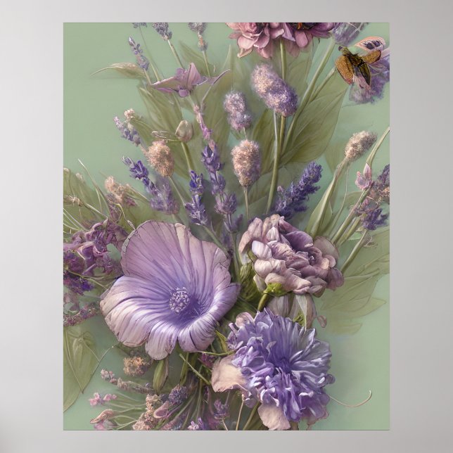 Poster Lilac roxo, bando de flores, muito bonito (Frente)