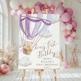 Poster Lilac Teddy Bear Beary Sinal de Boas-vindas Primei