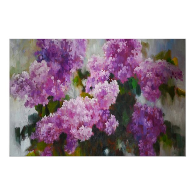 Pôster Lilás em Flor – Flores Impressionistas de Primaver (Frente)