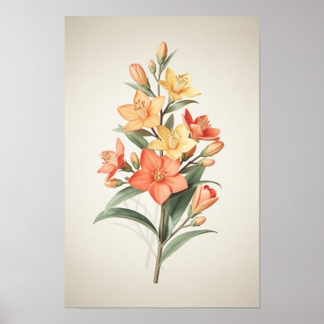 Poster Lilases Botânicas Coral e Creme (Frente)
