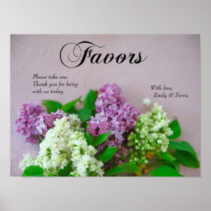 Poster Lilases sobre um fundo de sinal rosa pálido