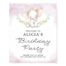 Lilcolor Watercolor Baby Elephant Birthday