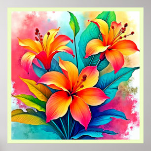 Poster Lilias Tropicais Vibrantes: Alma de Verão
