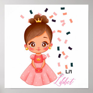 Poster Lilibet batizada de Peach Princess Gifts para Meni