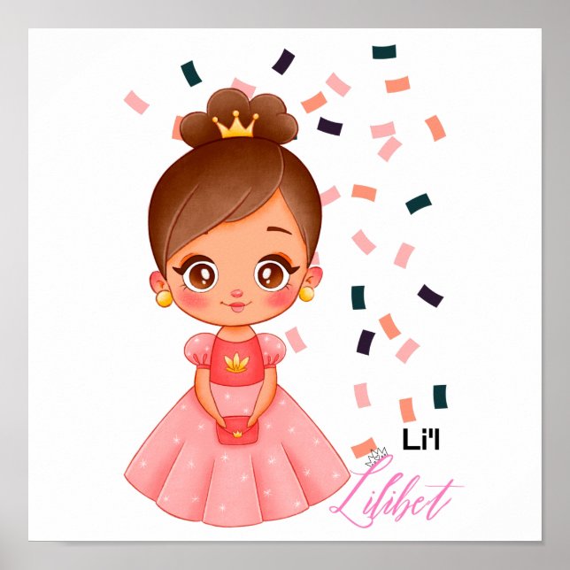 Poster Lilibet batizada de Peach Princess Gifts para Meni (Frente)